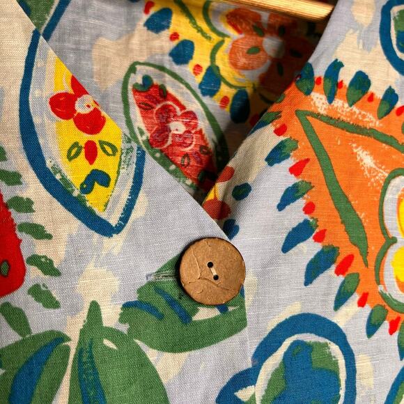 Hester & Orchard Linen Blend Floral Button Front Blouse Women’s Large Multicolor - Picture 5 of 9